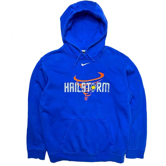 Vintage Y2K Nike Center Swoosh Blue Oversized Pullover Hoodie Sweatshirt Large - Picture 1 of 9